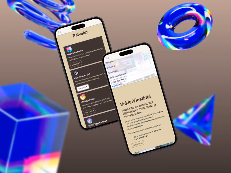 VakkaViestinta website, mobile view