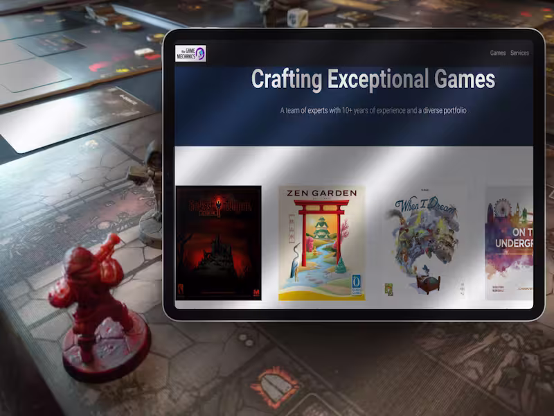 Image of the homepage of The Game Mechanics website, showing the games grid.